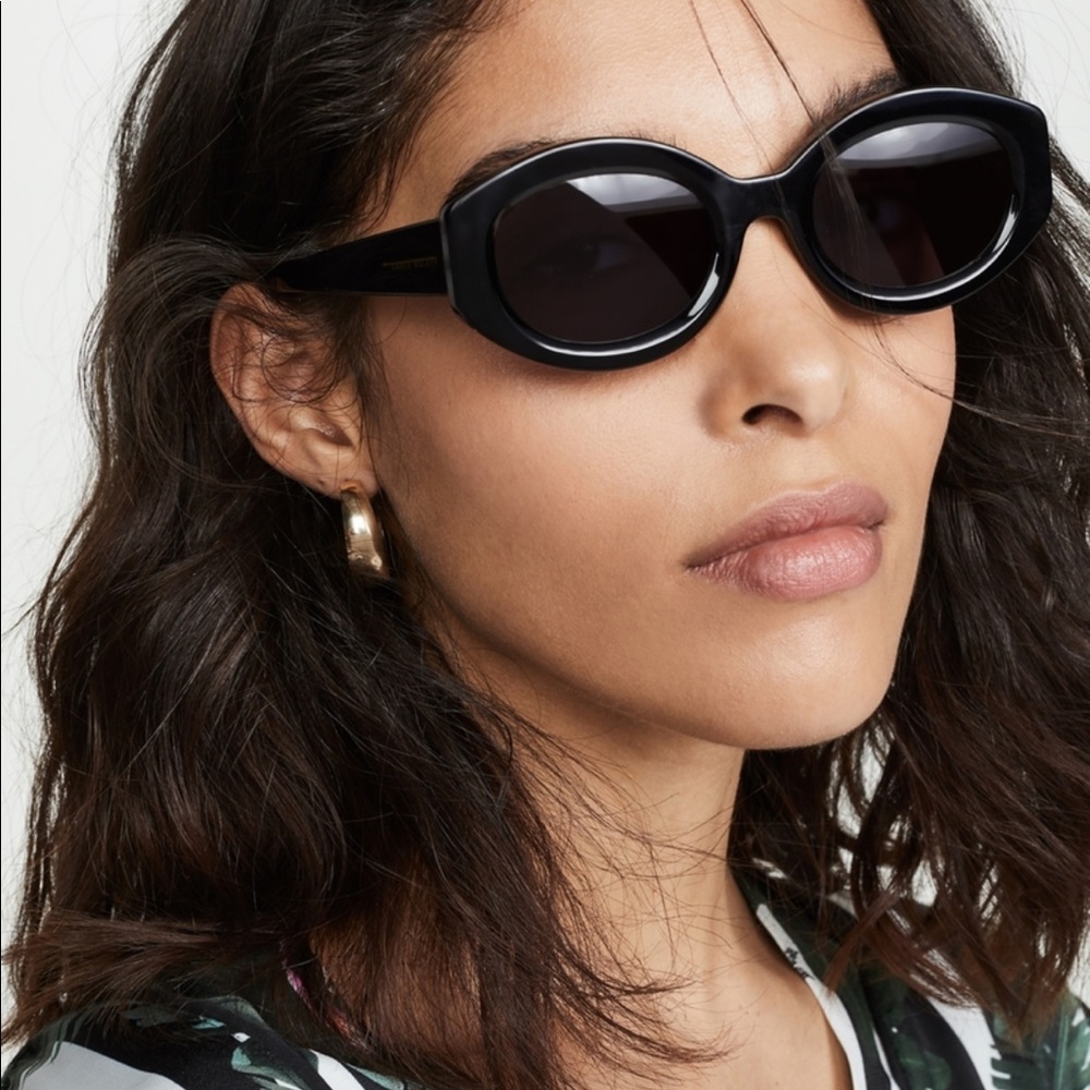 Karen Walker Black Bishop Trendy Oval Frame Sunglasses